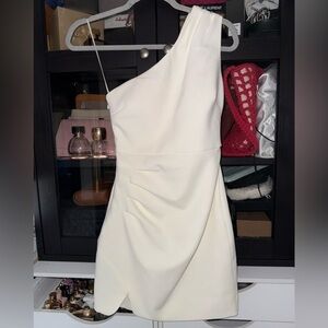 LIKELY Women's Gonnella White One- Shoulder Mini Dress